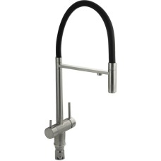 Смеситель кухонный MAGNUS 91118 Смеситель кухонный С-образный гибкий излив - ЧЁРНЫЙ , шаровый, с двойным выпуском воды для фильтра, из нержавеющей стали марка 304