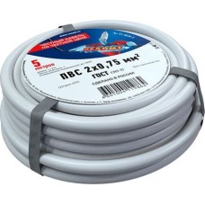 REXANT (01-8030-5) Провод соединительный ПВС 2x0,75 мм, белый, длина 5 метров, ГОСТ 7399-97