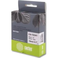 Картридж CACTUS Картридж CS-TZ241, TZe-241, 18мм, черный шрифт, белый фон, 8м ( CS-TZ241
