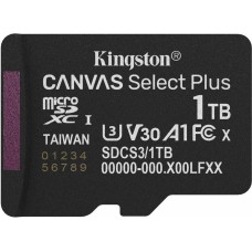 Карта памяти KINGSTON Карта памяти microSDXC UHS-I U3 Canvas Select Plus 1024 ГБ, 150 МБ/с, Class 10, SDCS3/1TBSP, 1 шт., без адаптера