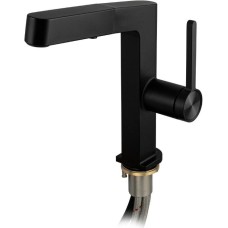 МАГНУС - Смеситель кухонный, шаровый, Г - образный излив вытяжной, корпус из латуни чёрного цвета 8234