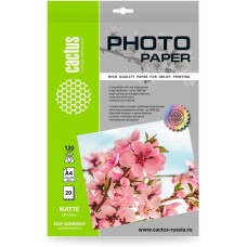 CACTUS Фотобумага CS-MSA412020 A4/120г/м2/20л./белый матовое самоклей. для струйной печати