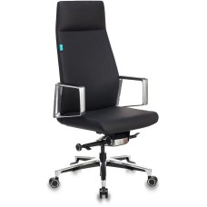 БЮРОКРАТ Кресло руководителя _JONS черный кожа крестов. алюминий