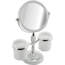 САНАКС - Зеркало косметическое, настольное, с двумя стаканами для принадлежностей, хромированное 75275