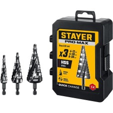 STAYER Pro-Max 3 шт, 4-30мм, винтовая спираль, набор сверл ступенчатых (29661-4-30-H3)