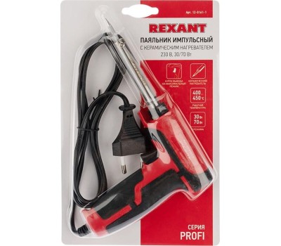 Паяльники REXANT (12-0161-1) ПАЯЛЬНИК-ПИСТОЛЕТ ИМПУЛЬСНЫЙ , КЕРАМ. НАГРЕВАТЕЛЬ, 30 ВТ / 70 ВТ, 230 В, СЕРИЯ 