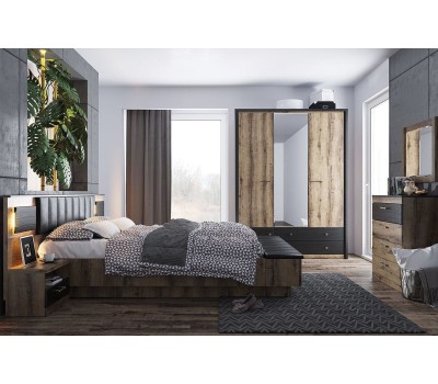 Шкаф АНРЭКС JAGGER Шкаф 3DG2S Z,цвет Дуб монастырский /Черный (5 уп)