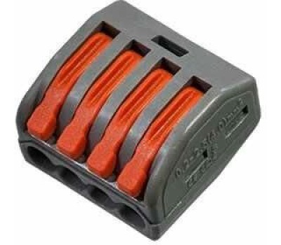 Клемма REXANT (07-5254-4-10) Универсальная клемма СМК 222-414, 4-проводная серая 0,08-2,5/4 мм (блистер 10 шт/уп)