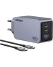 UGREEN Зарядное устройство X757 (25874) Nexode Pro 100W USB-A+2*USB-C GaN Tech Fast Charger EU с кабелем 1M 100W. Цвет: серый