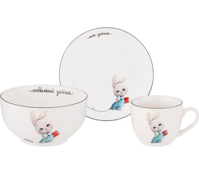 Набор столовый LEFARD НАБОР ПОСУДЫ МОЙ ЗАЙЧИК, 3 ПР.: САЛАТНИК 470МЛ, ТАРЕЛКА 20СМ, КРУЖКА 220МЛ 260-685