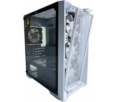 Powercase Alisio Micro X4W V2, Tempered Glass, 4х 120mm ARGB fans, ARGB HUB, белый, mATX (CAMCXW-A4)