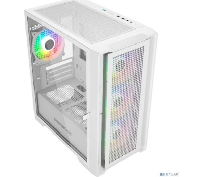 Powercase Alisio Micro X4W V2, Tempered Glass, 4х 120mm ARGB fans, ARGB HUB, белый, mATX (CAMCXW-A4)