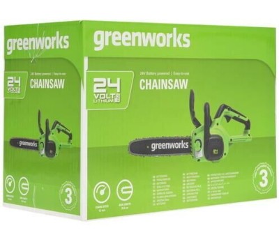 Greenworks G24CS25 Цепная пила аккумуляторная, 24 В, 25 см [2007707]