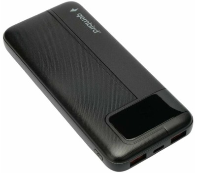 Gembird Портативный аккумулятор, 10000мАч, QC/PD, дисплей, черный (GPB-10Q)