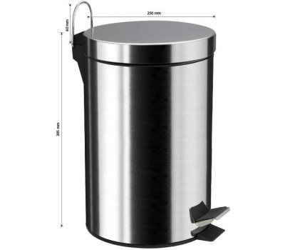 САНАКС - Ведро из нержавеющей стали, с педалью, круглое, 12 литров, цвет ХРОМ. 112