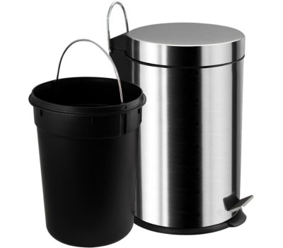 САНАКС - Ведро из нержавеющей стали, с педалью, круглое, 12 литров, цвет ХРОМ. 112