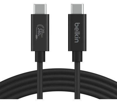 BELKIN Кабель USB4 Cable - USB-C to USB-C 240W 20Gbps 4K@60Hz Cable. Длина: 2м. Цвет: черный