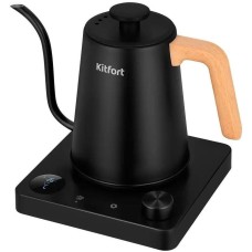 Чайник электрический KITFORT КТ-6726 1л. 1200Вт черный/дерево корпус: нерж.сталь/пластик