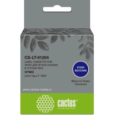 Картридж CACTUS Картридж CS-LT-91204, 91204, 12мм, черный шрифт, зеленый фон, 4м, CS-LT-91204