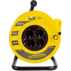 IEK Удлинитель силовой Industrial (WKP14-10-04-30) 1кв.мм 4розет. 30м ПВС 10A катушка желтый