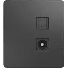 KRANZ Розетка ROUND компьютерная двойная RJ45+RJ45 кат6 с/у титан
