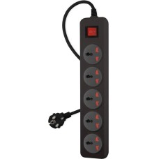 BURO Сетевой фильтр 500UNH-3-BG 3м (5 розеток) черный/серый (коробка)