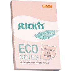 STICK`N Блок самоклеящийся бумажный ECO 21742 51x76мм 100лист. 60г/м2 пастель розовый