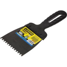 STAYER PROFlat, 100 мм, зуб 4 х 4 мм, пластиковая ручка, зубчатый, нержавеющий фасадный шпатель, Professional (1009-10-04)