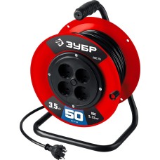 ЗУБР ПВС-215, ПВС, 2 х 1.5 мм2, 50 м, 3500 Вт, силовой удлинитель на катушке (55103-50)