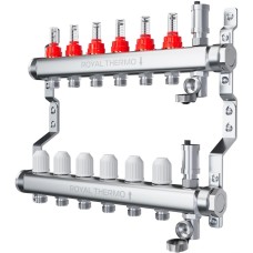 Сантехническая арматура ROYAL THERMO Коллектор нерж. в сборе с расходомерами 1