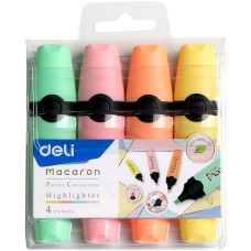 DELI Набор текстовыделителей EU356-MT Macaron скошенный пиш. наконечник 4цв