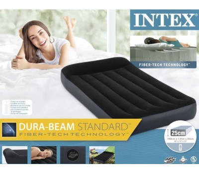 Матрас надувной INTEX Матрас надувн.с подголовн.PILLOW REST CLASSIC BED FIBER-TECH 99x191x25см (в коробке) Арт. 64141