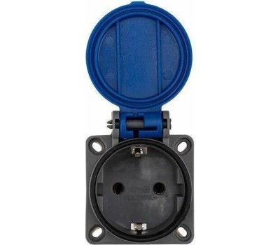 REXANT (111-008) РОЗЕТКА С КРЫШКОЙ, С/З, С/У, 16 А, IP54, ЧЕРНАЯ