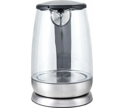 Чайник KITFORT КТ-619 серебристый/черный (нержавеющая сталь/стекло)