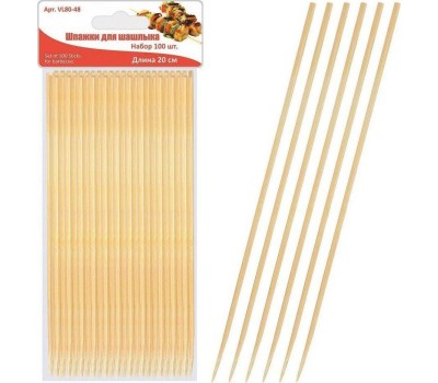 Шпажки для шашлыка MULTIDOM Шпажки для шашлыка. Набор 100 шт. 20см VL80-48