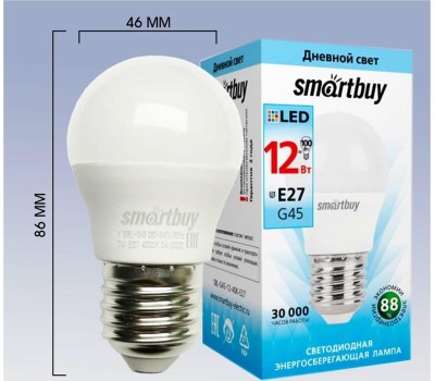 Лампа SMARTBUY (SBL-G45-12-40K-E27) 12W/4000/E27