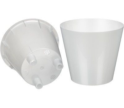 Горшок цветочный HOMVER для орхидей D160мм, 1,6л с дренажной вставкой (белый перламутр) 221608129/02