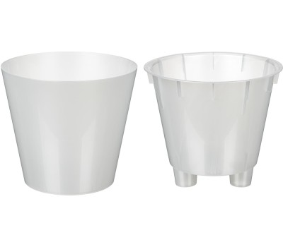 Горшок цветочный HOMVER для орхидей D160мм, 1,6л с дренажной вставкой (белый перламутр) 221608129/02