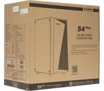ZALMAN Корпус ATX S4 Plus, Midi-Tower, без БП, черный [s4 plus black]