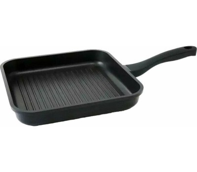 РОССИЯ 1426-03 Сковорода-гриль литая алюм., 24 см, 2х-слойное а/п покр., ручка с покрытием Soft touch