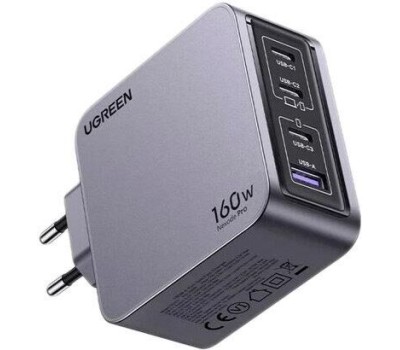 UGREEN Зарядное устройство X763 (25877) Nexode Pro 160W USB-A+3*USB-C GaN Tech Fast Charger EU с кабелем 1,5M 240W. Цвет: серый