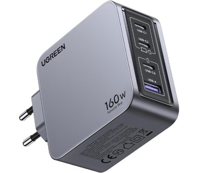 UGREEN Зарядное устройство X763 (25877) Nexode Pro 160W USB-A+3*USB-C GaN Tech Fast Charger EU с кабелем 1,5M 240W. Цвет: серый