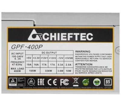 CHIEFTEC Блок питания Smart GPF-400P, 400Вт, 80мм, серый