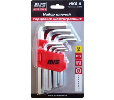 Специнструмент AVS TOOLS Набор ключей торцевых шестигранных 8 предметов (3-12мм) AVS HKS-8