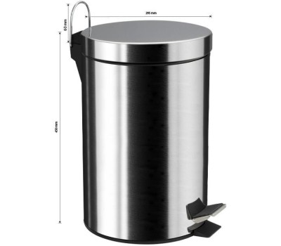 САНАКС - Ведро из нержавеющей стали, с педалью, круглое, 20 литров, крышка микролифт, цвет ХРОМ. 1120