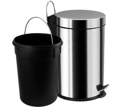 САНАКС - Ведро из нержавеющей стали, с педалью, круглое, 20 литров, крышка микролифт, цвет ХРОМ. 1120