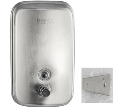 BRIMIX - Дозатор для жидкого мыла 1000 мл, настенный, с глазком, из нержавеющей стали марки SUS 304, цвет САТИН. 616