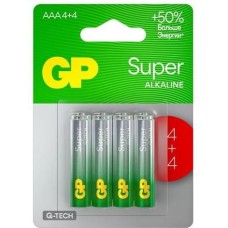 Батарейка аккумуляторная GP AAA Батарейка Super Alkaline G-Tech 24А, 8 шт. 1000мAч