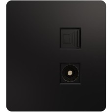 KRANZ Розетка ROUND компьютерная двойная RJ45+RJ45 кат6 с/у оникс
