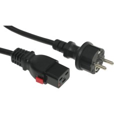 LANMASTER Шнур питания LAN-PP19L/SH-1.0-BK C19-Schuko проводник.:3x1.5мм2 1м 220В 16А черный